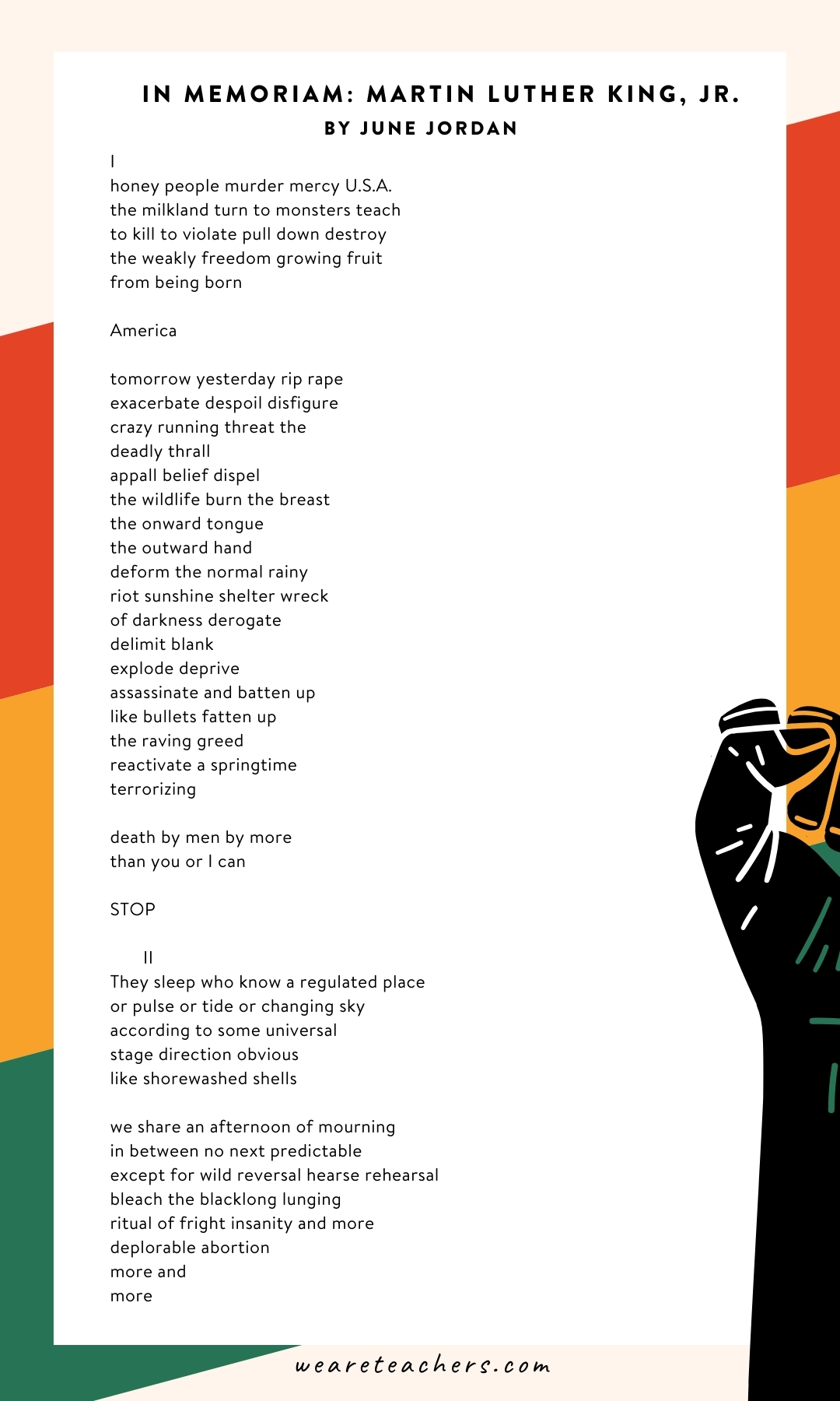 Black History Month poems: In Memoriam: Martin Luther King, Jr. by June Jordan