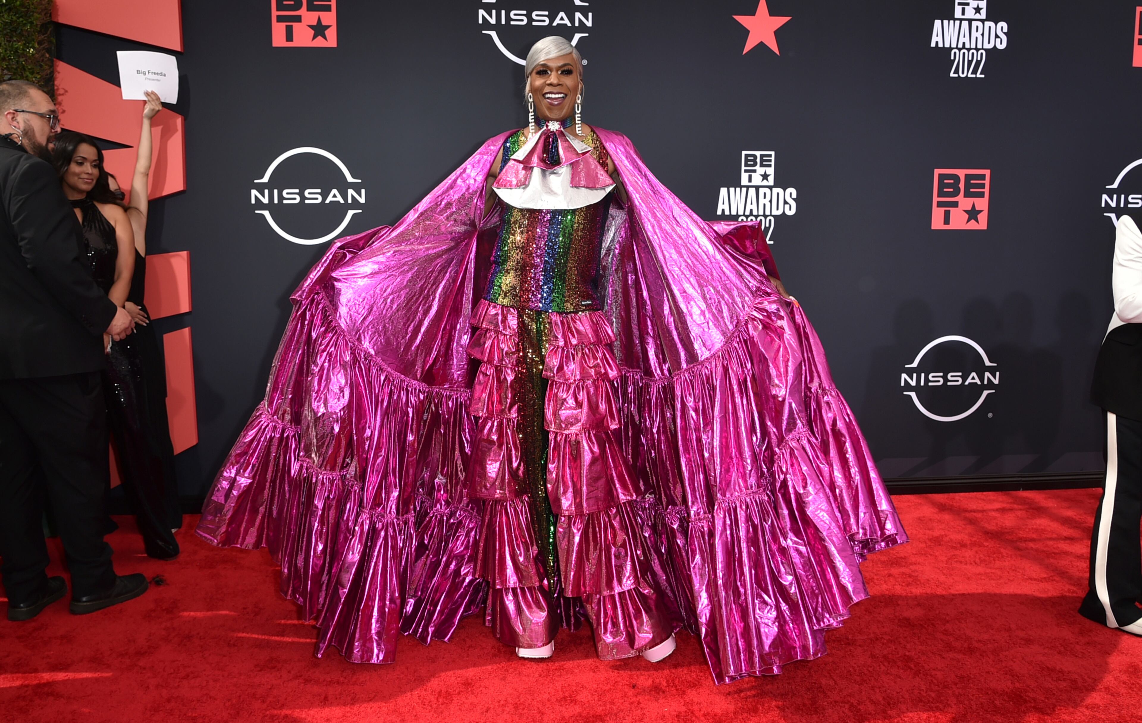Big Freedia, who will appear at this weekend's Revolt Summit, arrives at the BET Awards on Sunday, June 26, 2022, at the Microsoft Theater in Los Angeles. (Photo by Richard Shotwell/Invision/AP)